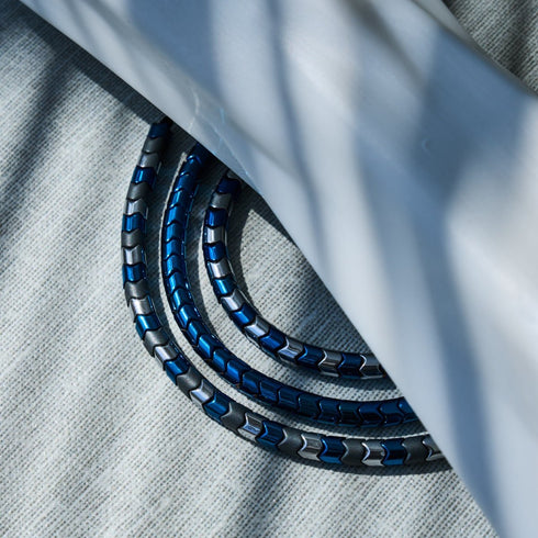 Serpentine | Blue Hematite x Gunmetal | Wave Bracelet