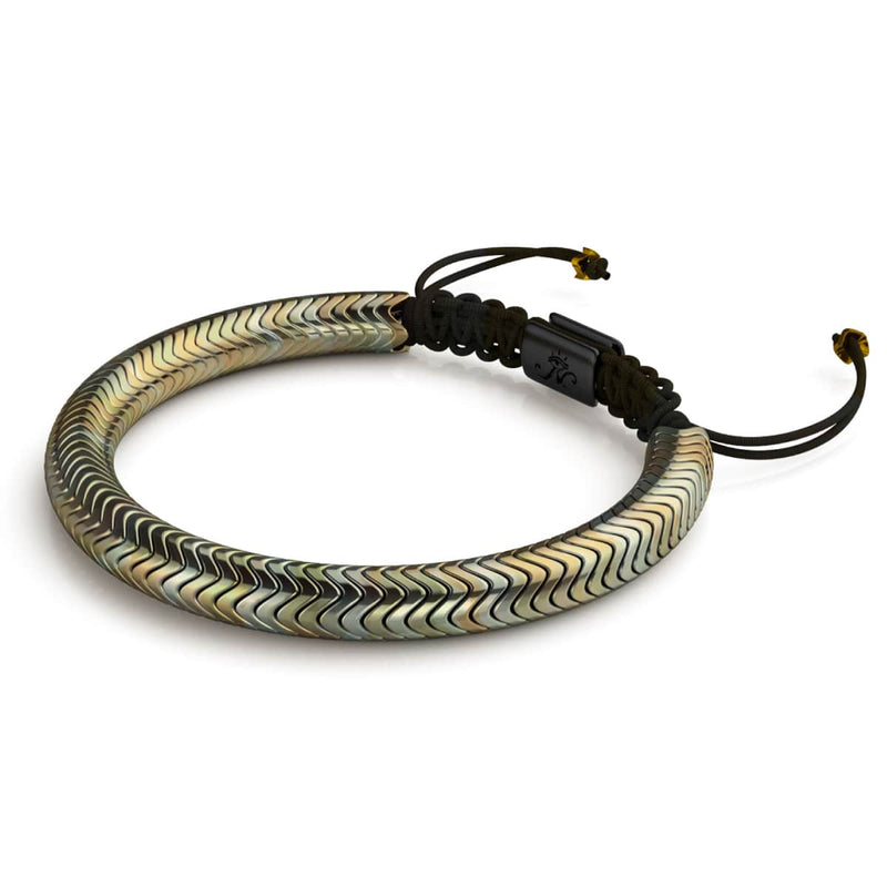 Serpentine | Bronze Hematite x Silver | Double Wave Bracelet
