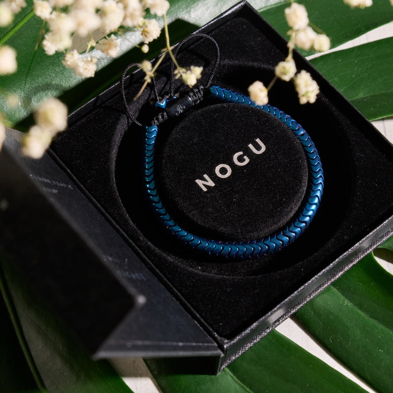 Serpentine | Cobalt Hematite x Gunmetal | Double Wave Bracelet