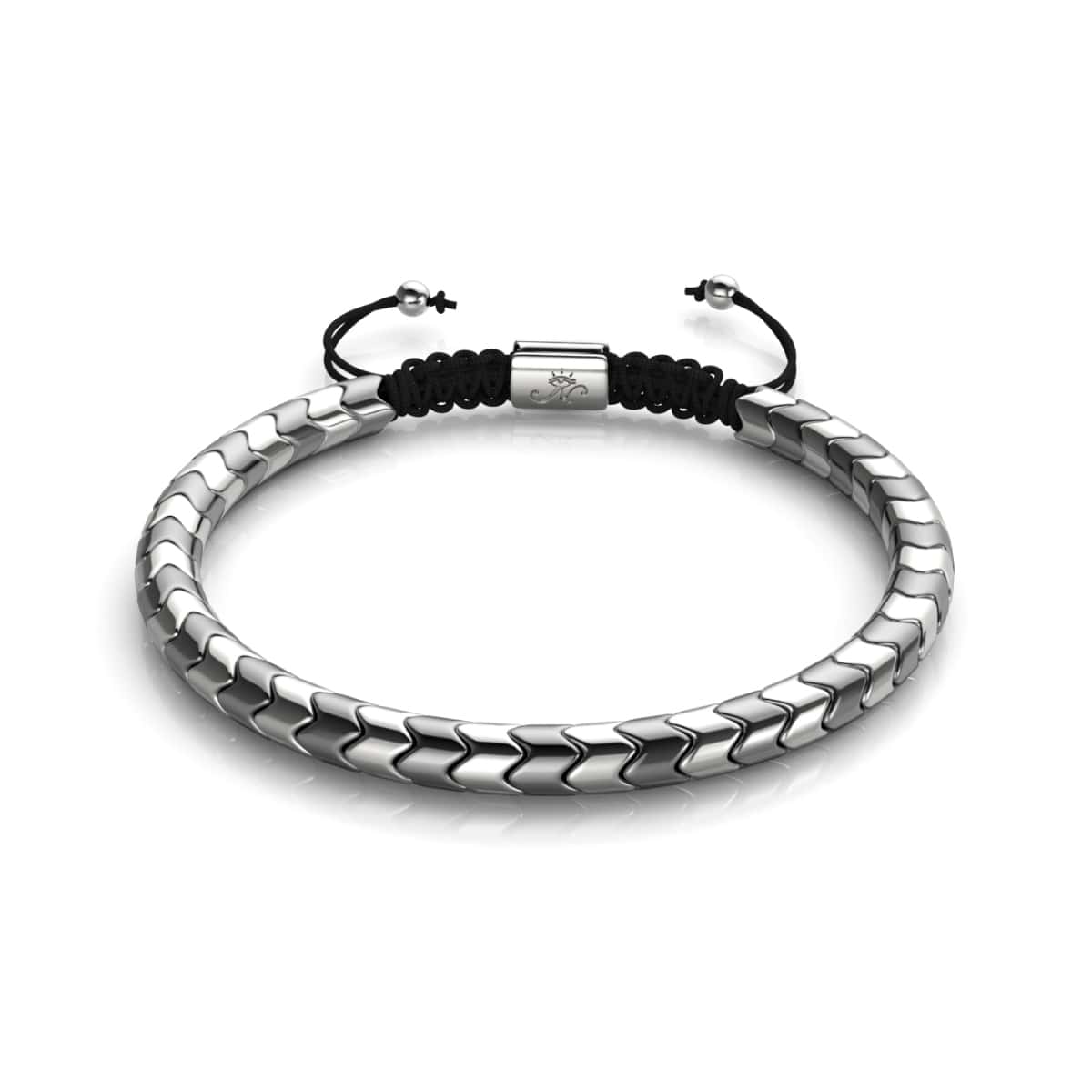 Serpentine | Grey and Silver Hematite x Silver | Wave Bracelet