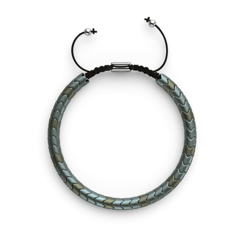 Serpentine | Matte Seafoam Hematite x Silver | Wave Bracelet