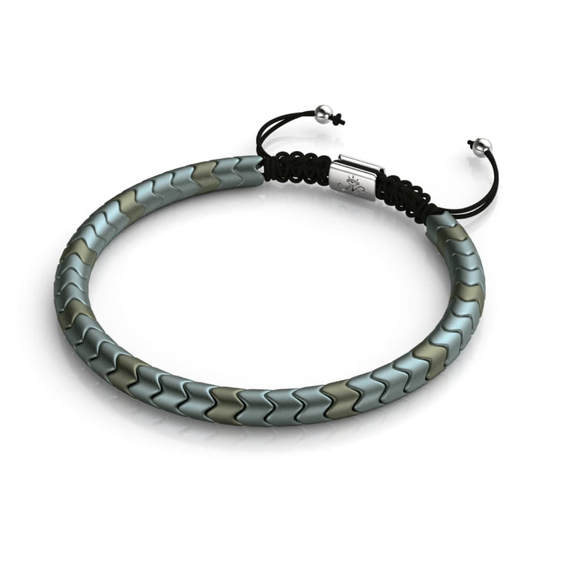 Serpentine | Matte Seafoam Hematite x Silver | Wave Bracelet