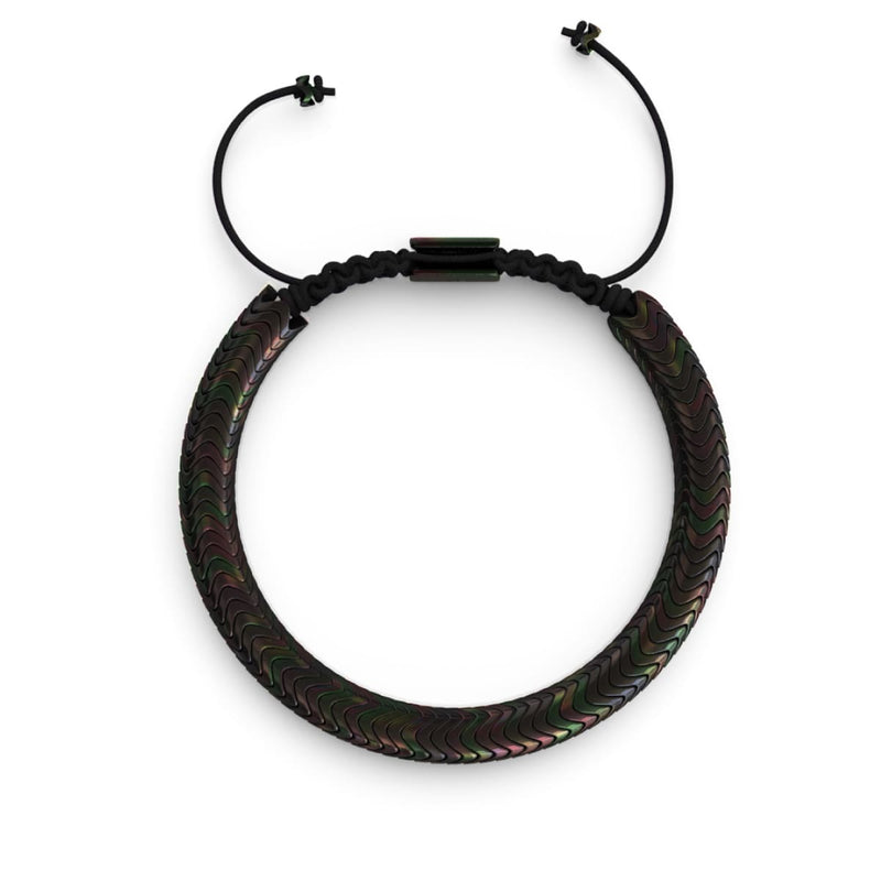 Serpentine | Rainbow Eclipse Hematite x Gunmetal | Double Wave Bracelet