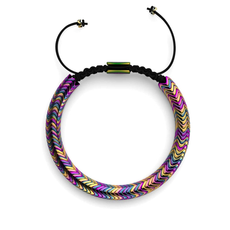 Serpentine | Rainbow Hematite x Unicorn Silver | Double Wave Bracelet