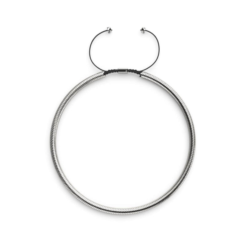 Serpentine | Chrome Hematite x Silver | Double Wave Necklace