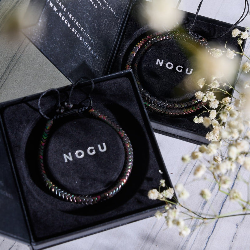 Serpentine | Rainbow Eclipse Hematite x Gunmetal | Double Wave Necklace