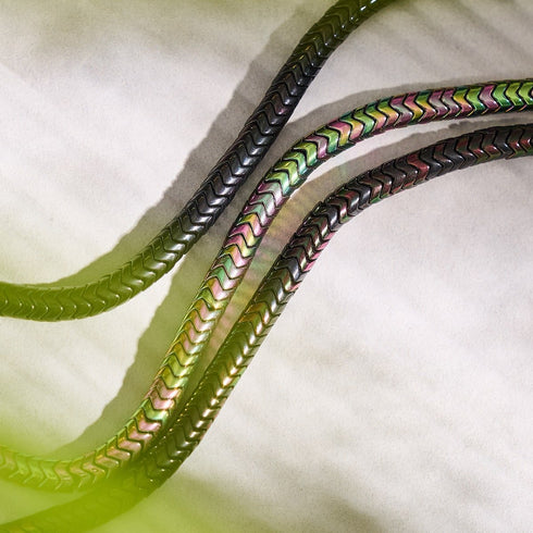 Serpentine | Unicorn Gold Hematite x Unicorn Silver | Double Wave Necklace