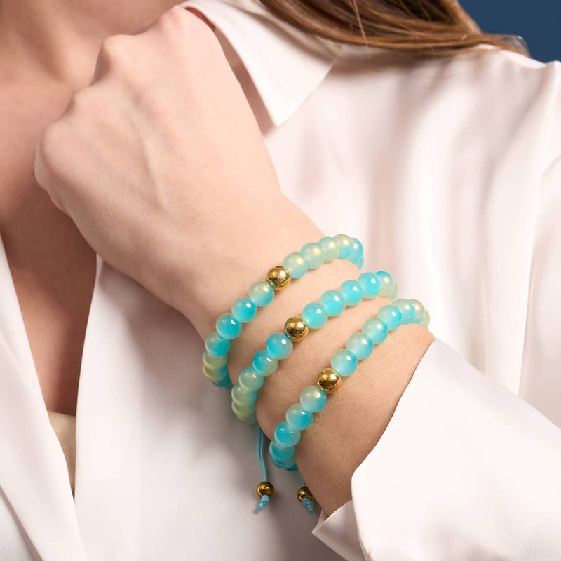 Blueberry Mousse | Shimmer Glass | Macrame Bracelet