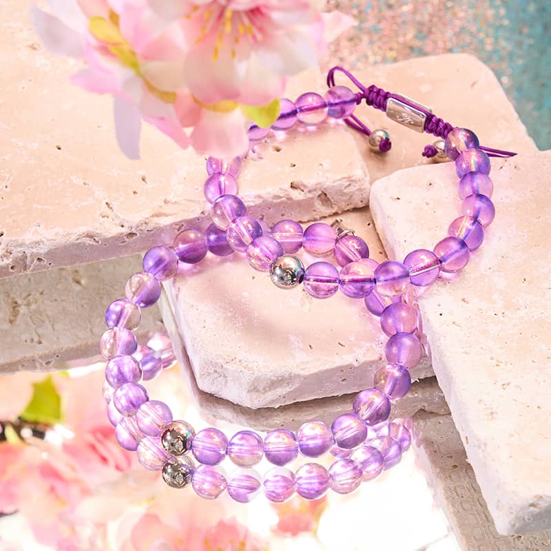 Grape Soda | Shimmer Glass | Macrame Bracelet