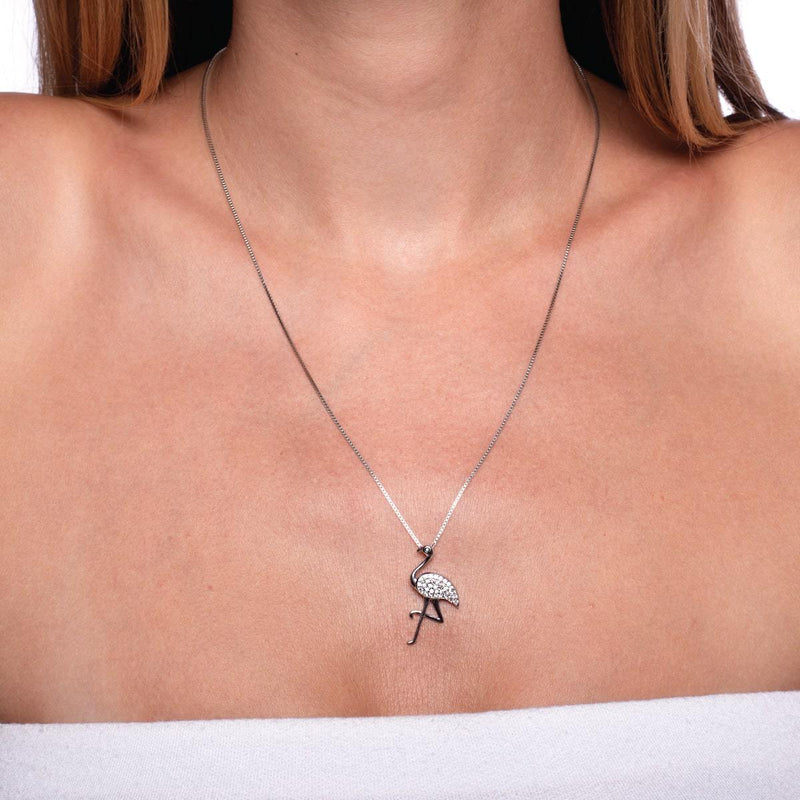 Aruba | .925 Sterling Silver | Crystal Flamingo Infinity Clasp Necklace