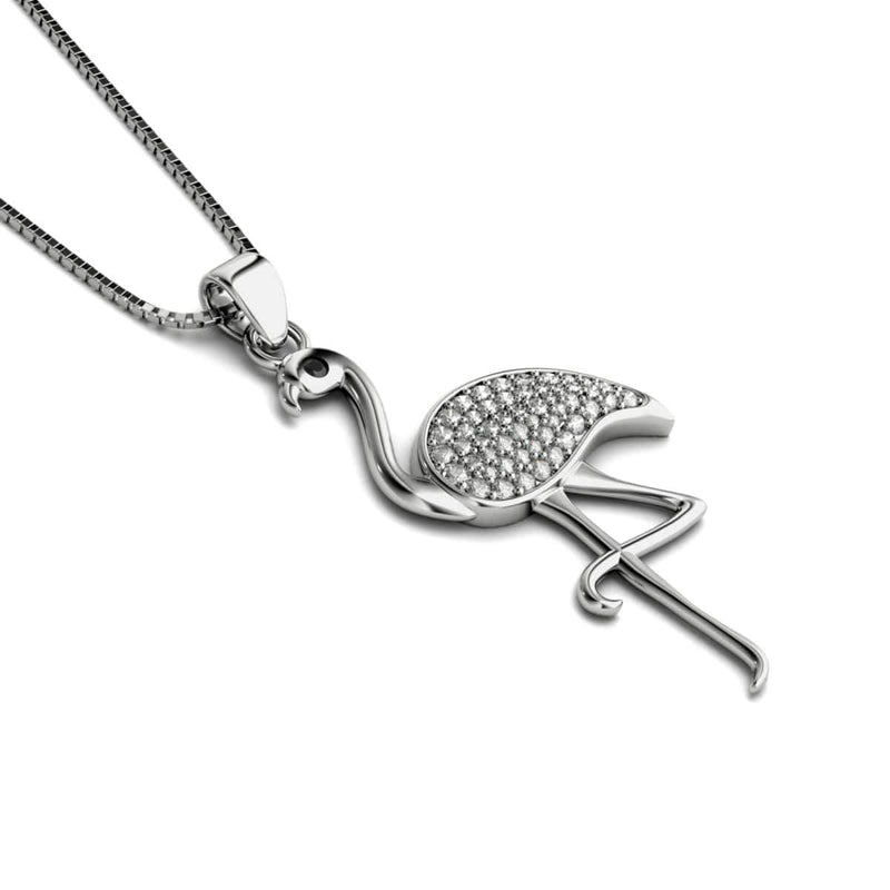 Aruba | .925 Sterling Silver | Crystal Flamingo Infinity Clasp Necklace