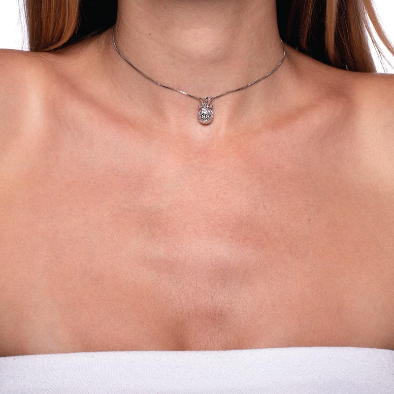 Pina Colada | .925 Sterling Silver | Crystal Pineapple Infinity Clasp Necklace