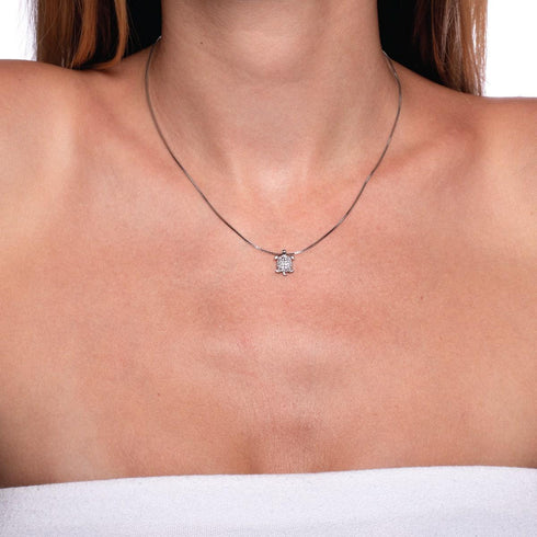 Tortuga | .925 Sterling Silver | Crystal Sea Turtle Infinity Clasp Necklace