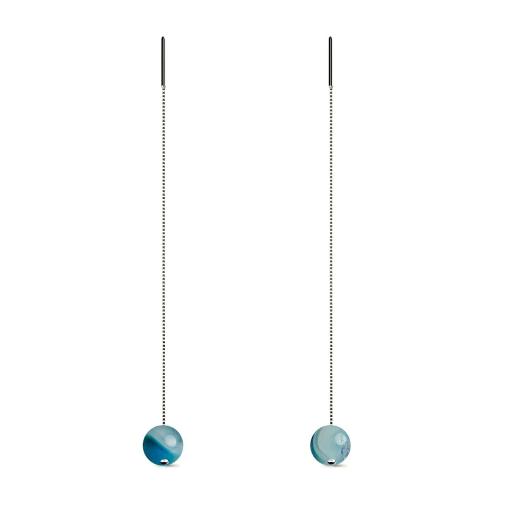 Sterling Silver Blue Agate Threader Earrings Sterling Silver Blue Agate Threader Earrings