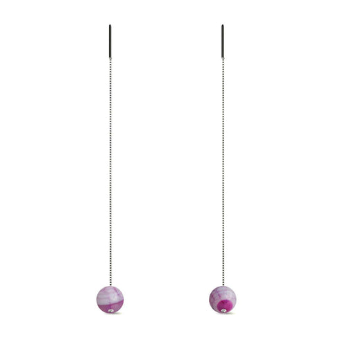 Multi Color Agate | .925 Sterling Silver | Gemstone Chain Drop Threader Earrings