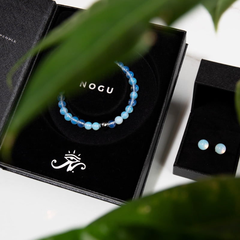 Opal Moonstone | .925 Sterling Silver | Healing Gemstone Bead Bracelet