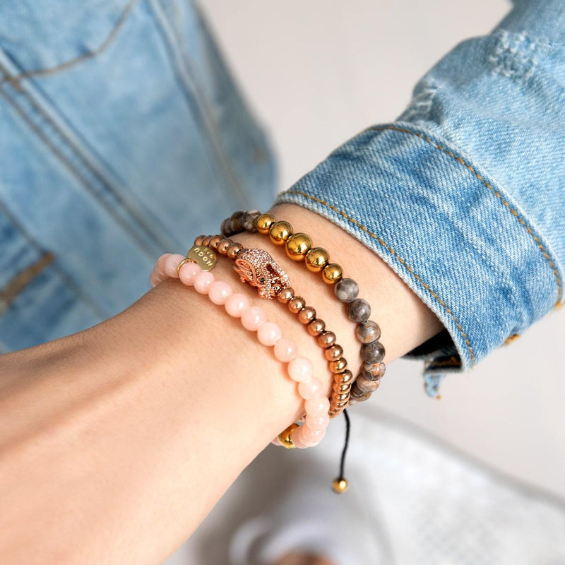 Pink Aventurine | .925 Sterling Gold Vermeil | Healing Gemstone Bead Bracelet
