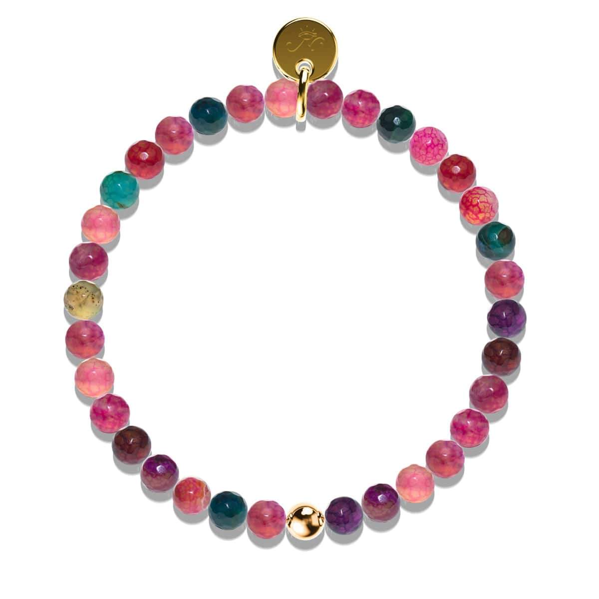 Rainbow Agate | .925 Sterling Gold Vermeil | Healing Gemstone Bead Bracelet