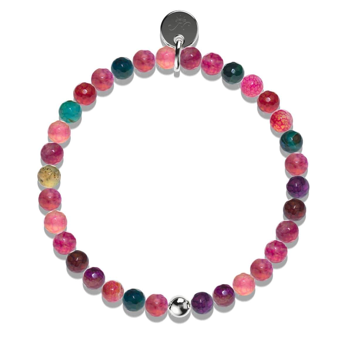 Rainbow Agate | .925 Sterling Silver | Healing Gemstone Bead Bracelet