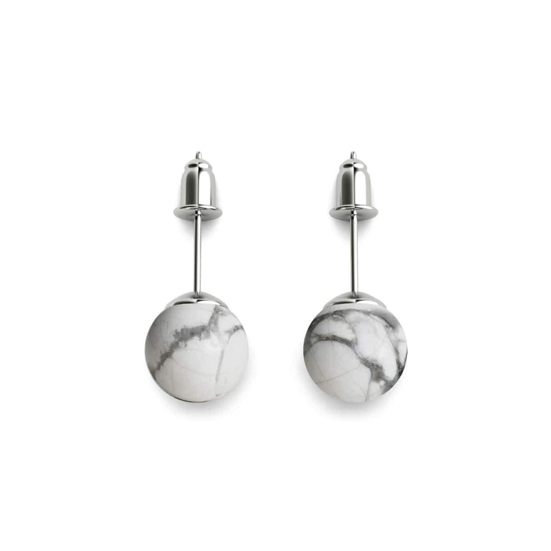 Howlite | .925 Sterling Silver | Gemstone Stud Earrings