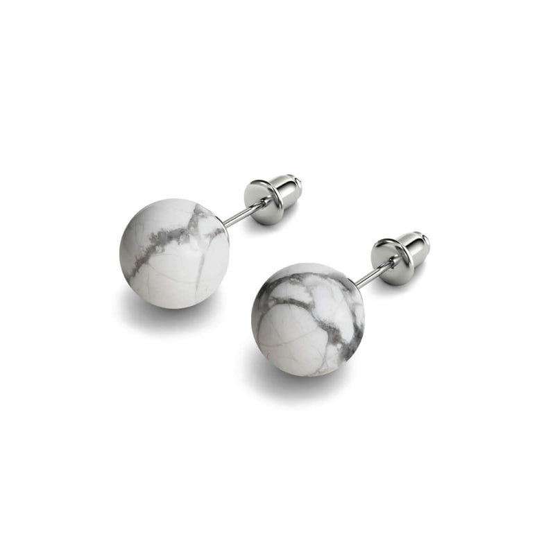 Howlite | .925 Sterling Silver | Gemstone Stud Earrings