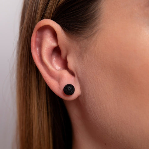 Lava Rock Diffuser | .925 Sterling Silver | Gemstone Stud Earrings