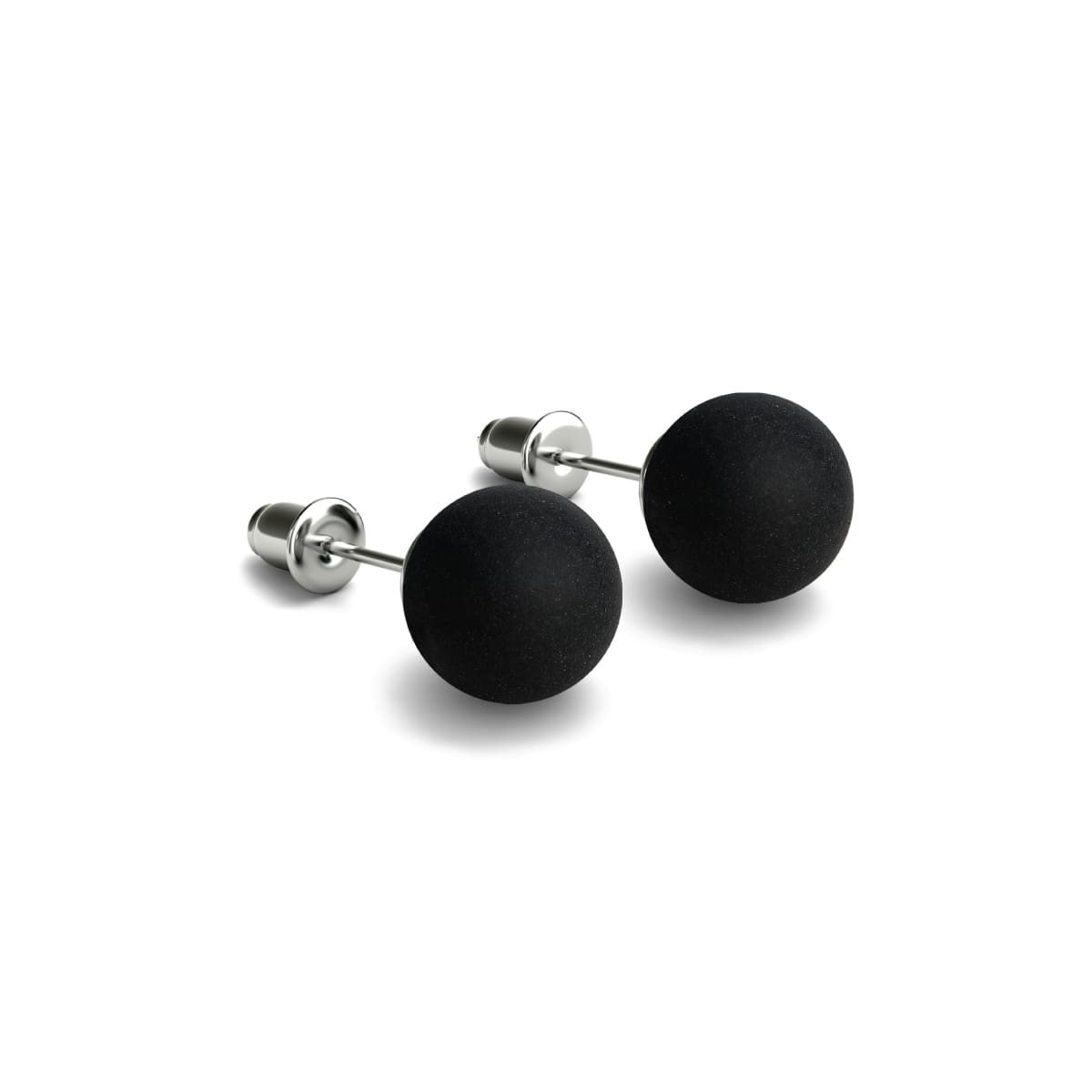 Matte Black Agate | .925 Sterling Silver | Gemstone Stud Earrings