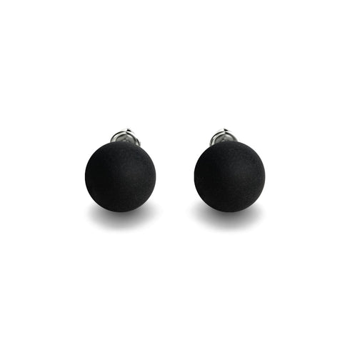 Matte Black Agate | .925 Sterling Silver | Gemstone Stud Earrings