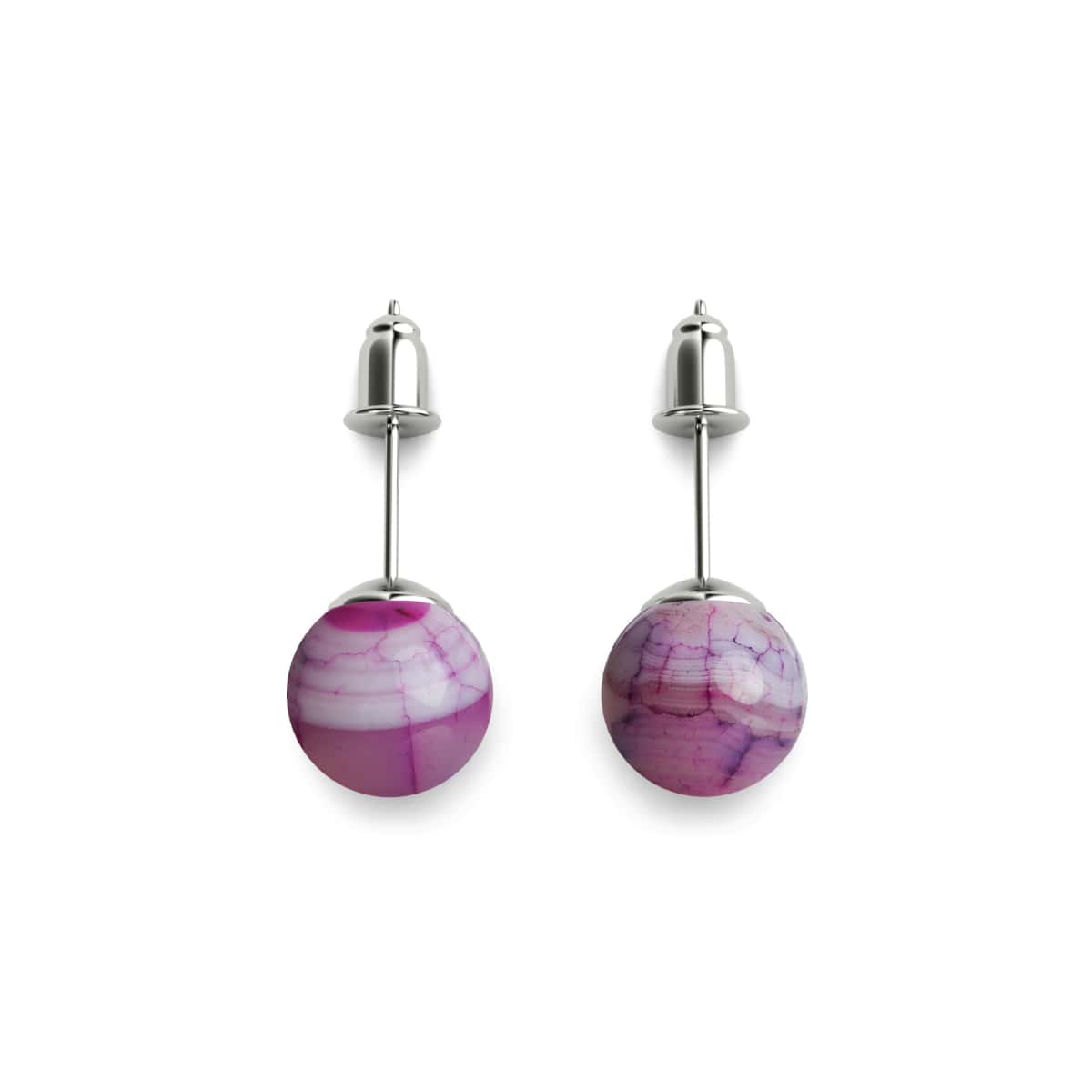Mulberry Agate | .925 Sterling Silver | Gemstone Stud Earrings