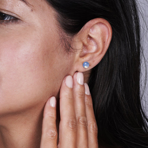 Opal Moonstone | .925 Sterling Silver | Mini Gemstone Stud Earrings