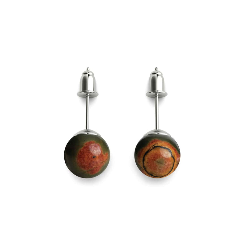 Red Picasso Jasper | .925 Sterling Silver | Gemstone Stud Earrings