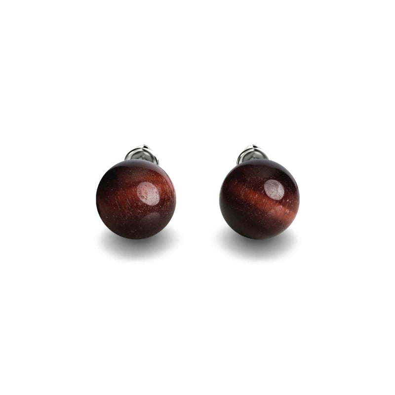 Red Tigers Eye | .925 Sterling Silver | Gemstone Stud Earrings