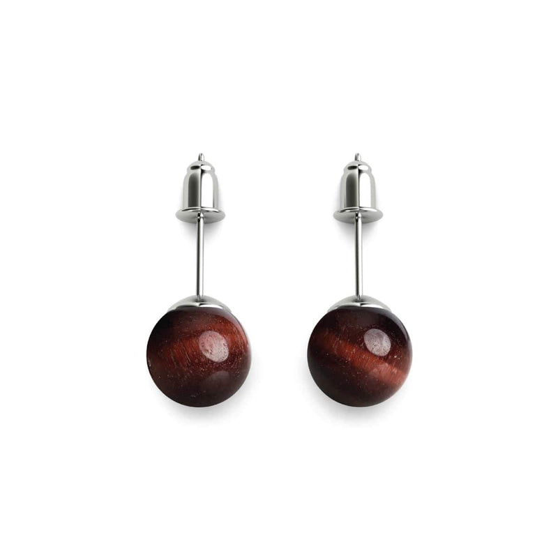 Red Tigers Eye | .925 Sterling Silver | Gemstone Stud Earrings