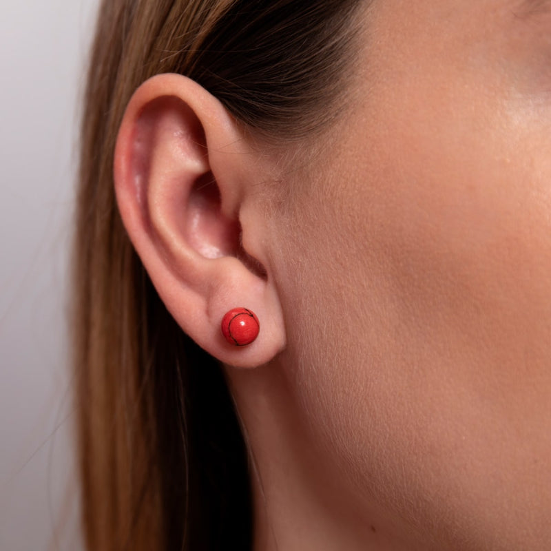 Red Turquoise | .925 Sterling Silver | Gemstone Stud Earrings