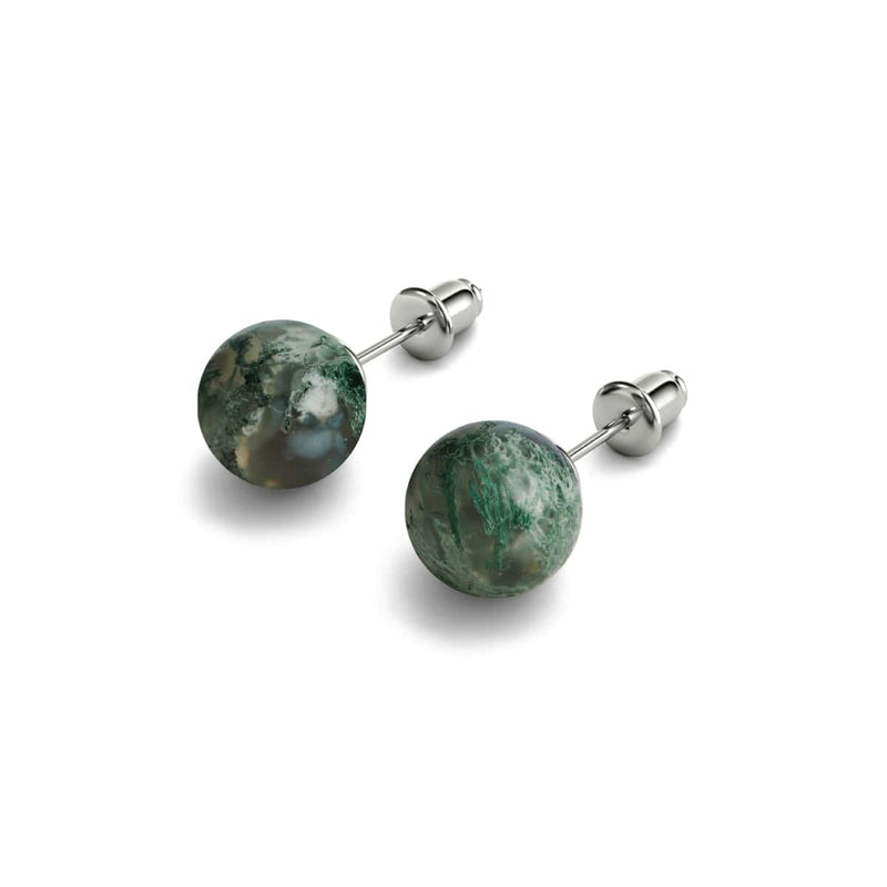 Tree Agate | .925 Sterling Silver | Gemstone Stud Earrings