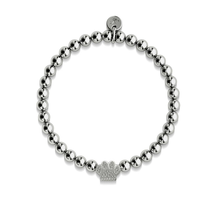 Paw | .925 Sterling Silver | CZ Diamond Pup Print Bracelet