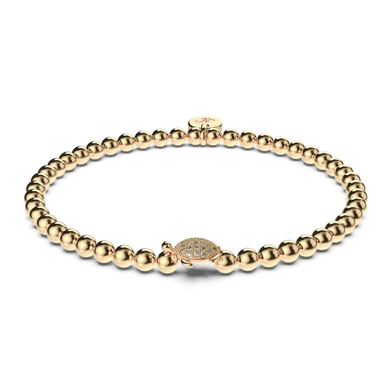 Tortuga | .925 Sterling Gold Vermeil | CZ Diamond Sea Turtle Bracelet