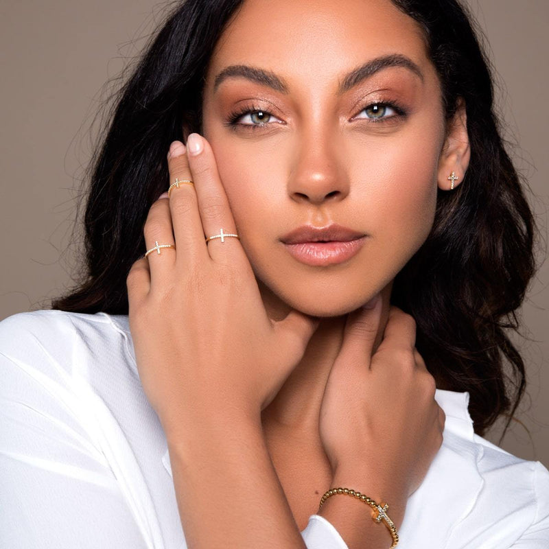 Blessed | Gold Vermeil | CZ Diamond Cross Earrings