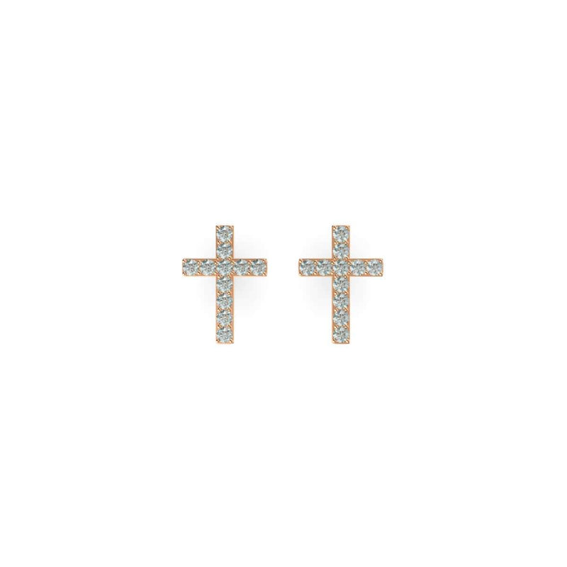 Blessed | Rose Gold Vermeil | CZ Diamond Cross Earrings