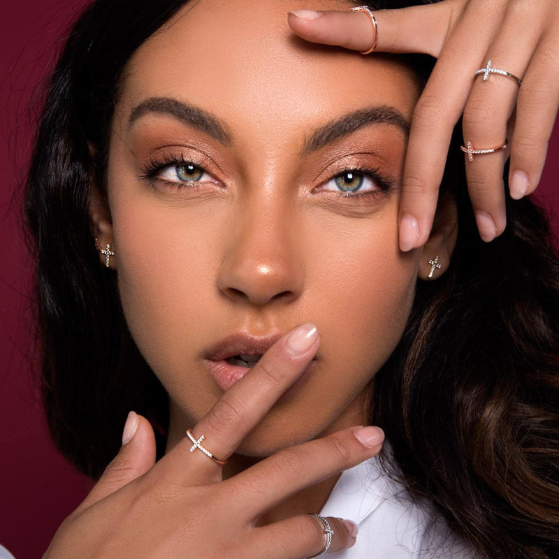 Blessed | Rose Gold Vermeil | CZ Diamond Cross Earrings