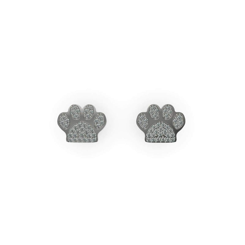 Paw | .925 Sterling Silver | CZ Diamond Pup Print Earrings