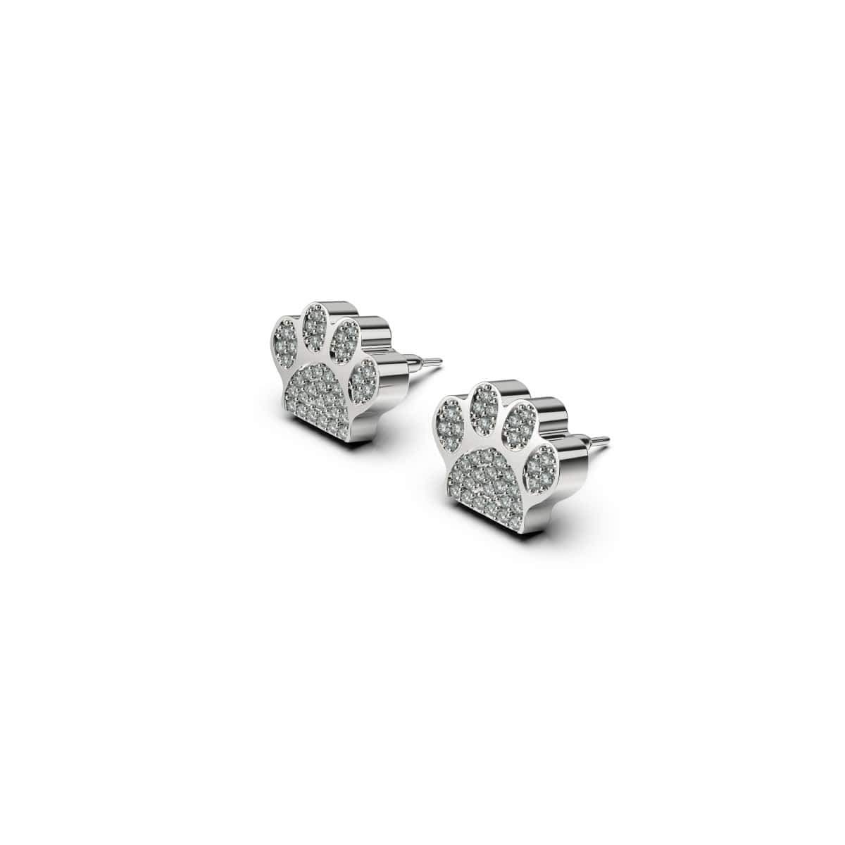 Paw | .925 Sterling Silver | CZ Diamond Pup Print Earrings