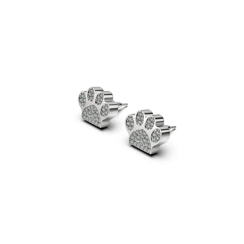 Paw | .925 Sterling Silver | CZ Diamond Pup Print Earrings
