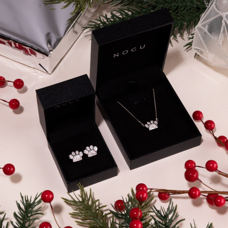 Paw | .925 Sterling Silver | CZ Diamond Pup Print Earrings
