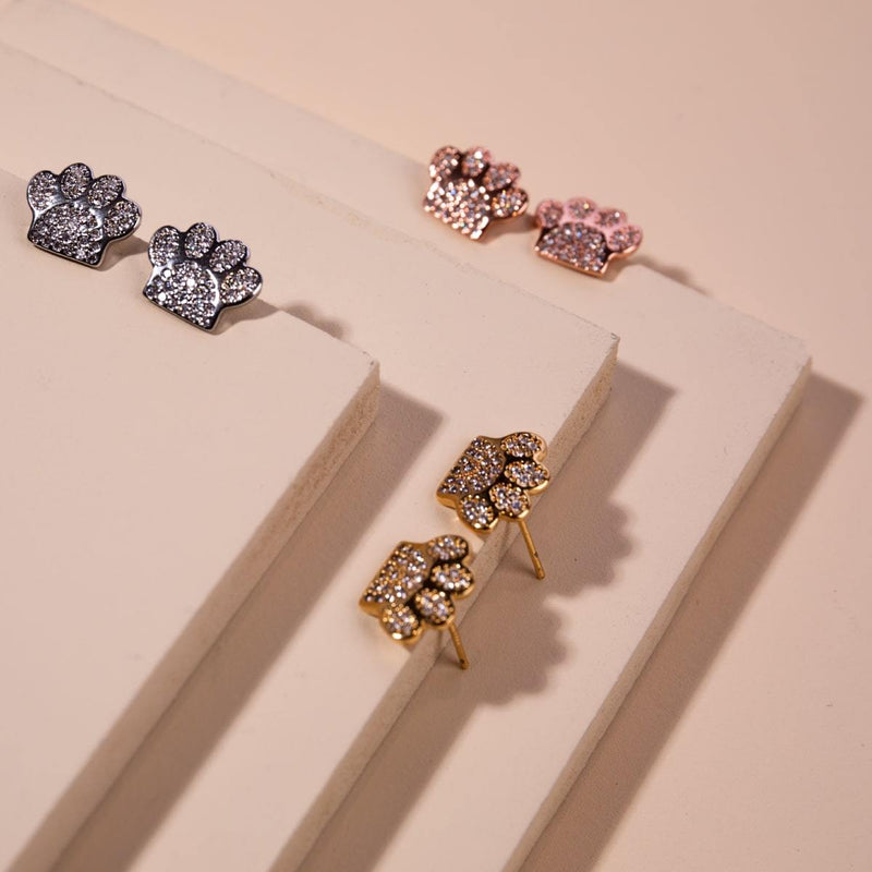 Paw | .925 Sterling Silver | CZ Diamond Pup Print Earrings
