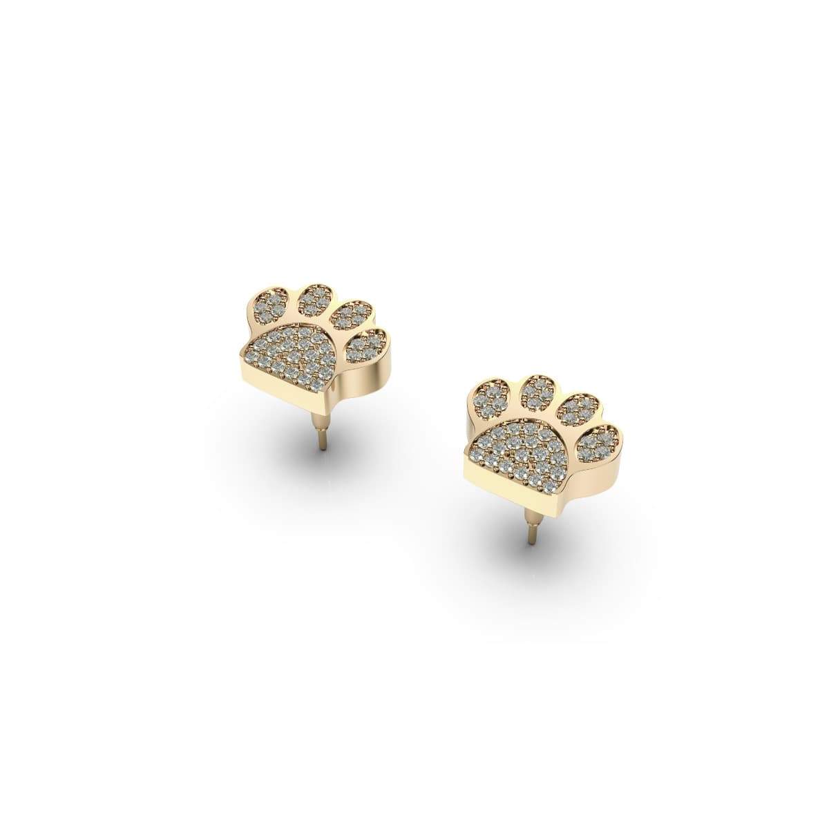 Paw | Gold Vermeil | CZ Diamond Pup Print Earrings