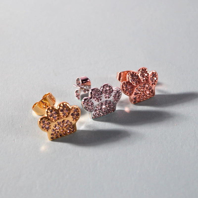 Paw | Rose Gold Vermeil | CZ Diamond Pup Print Earrings