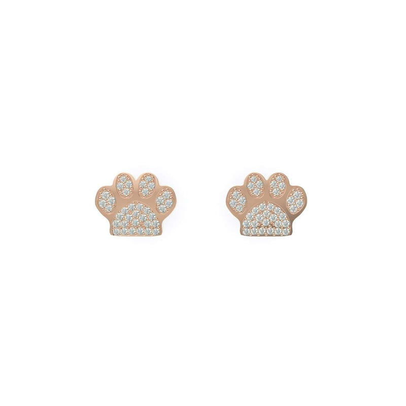 Paw | Rose Gold Vermeil | CZ Diamond Pup Print Earrings