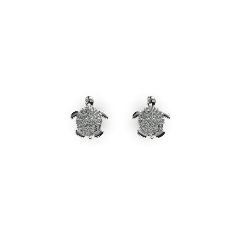 Tortuga | .925 Sterling Silver | CZ Diamond Sea Turtle Earrings