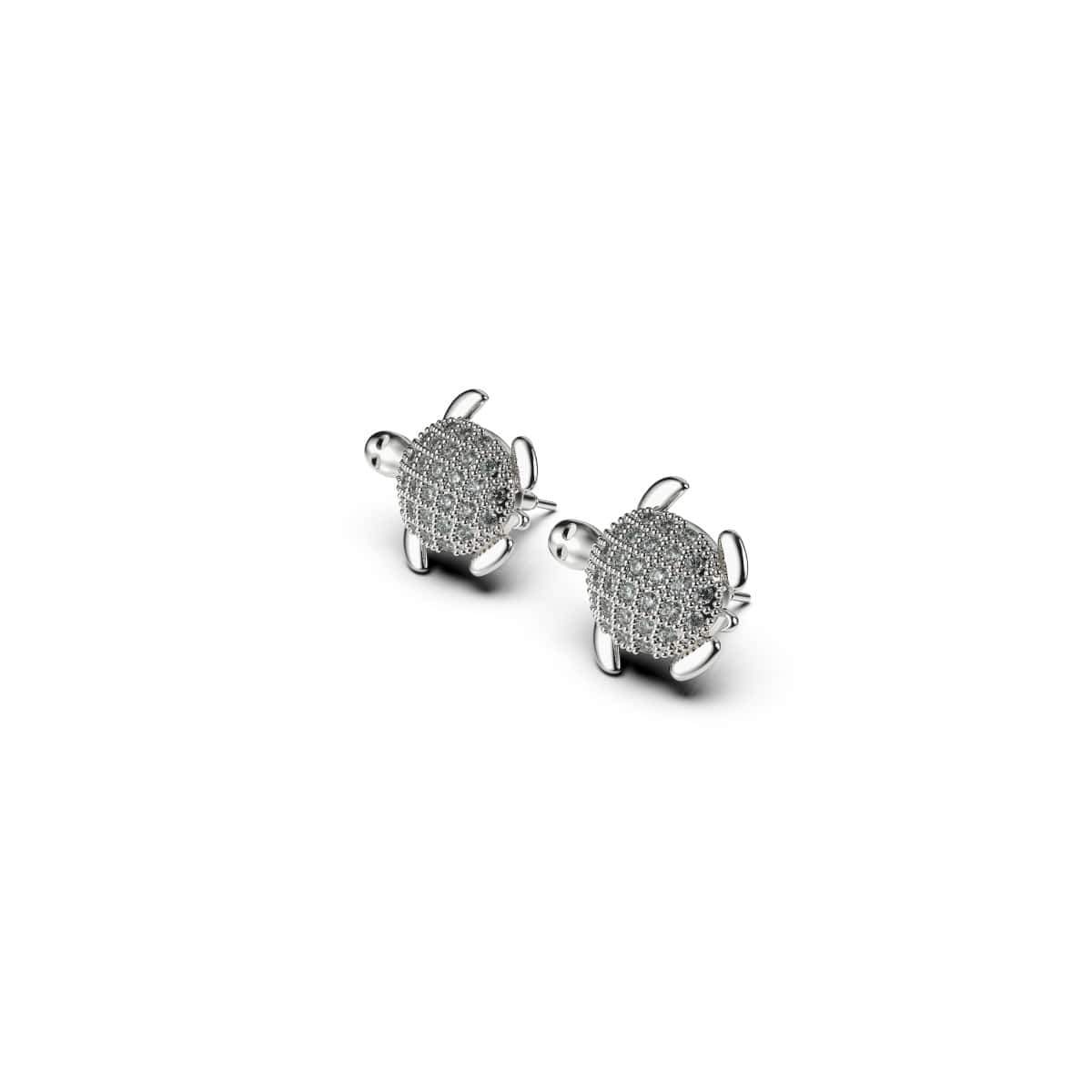Tortuga | .925 Sterling Silver | CZ Diamond Sea Turtle Earrings